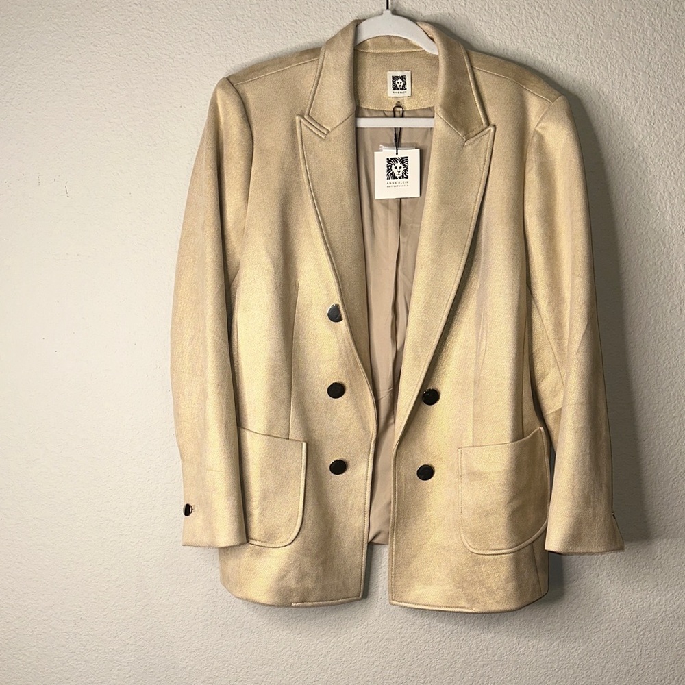 Anne Klein Gold Double-Breasted Blazer